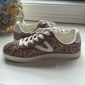 Tretorn Camden rose gold glitter sneakers